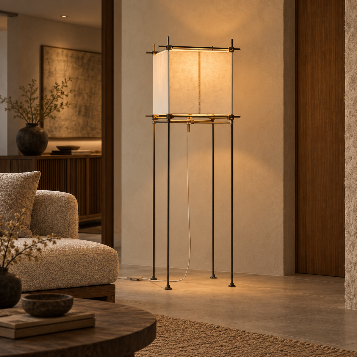 Avela Parchment Cube Floor Lamp