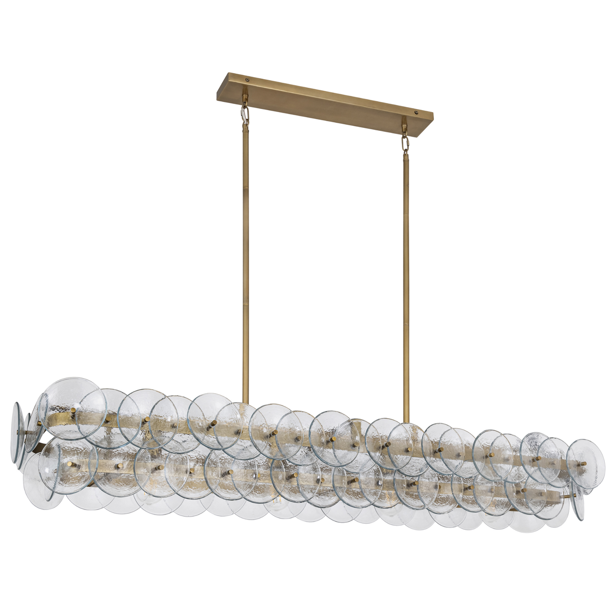 Chandelier with glass disc design on a white background
