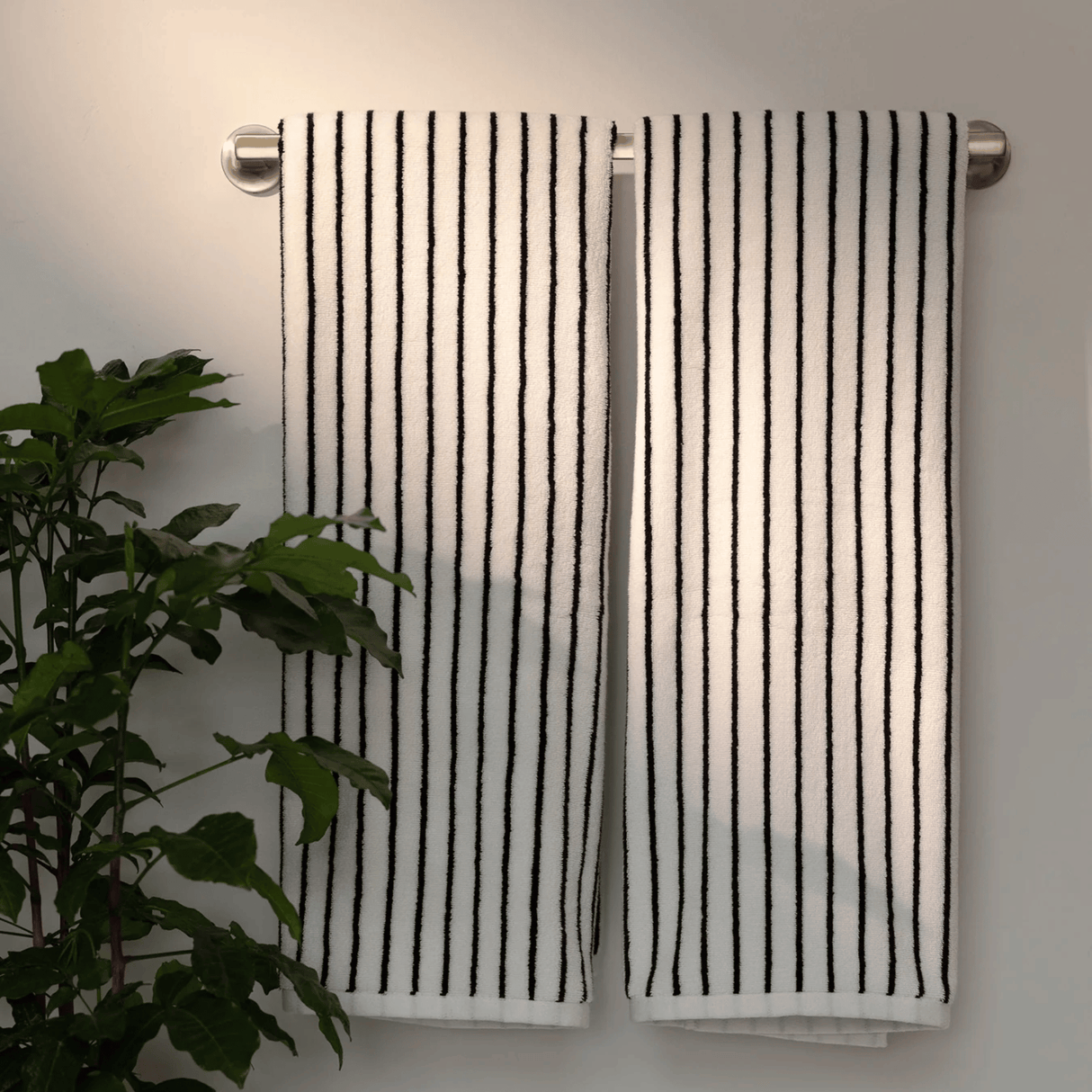 Two Striped Black & White Towel