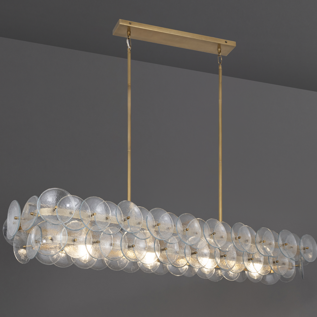 Modern chandelier with glass bulbs on a dark background
