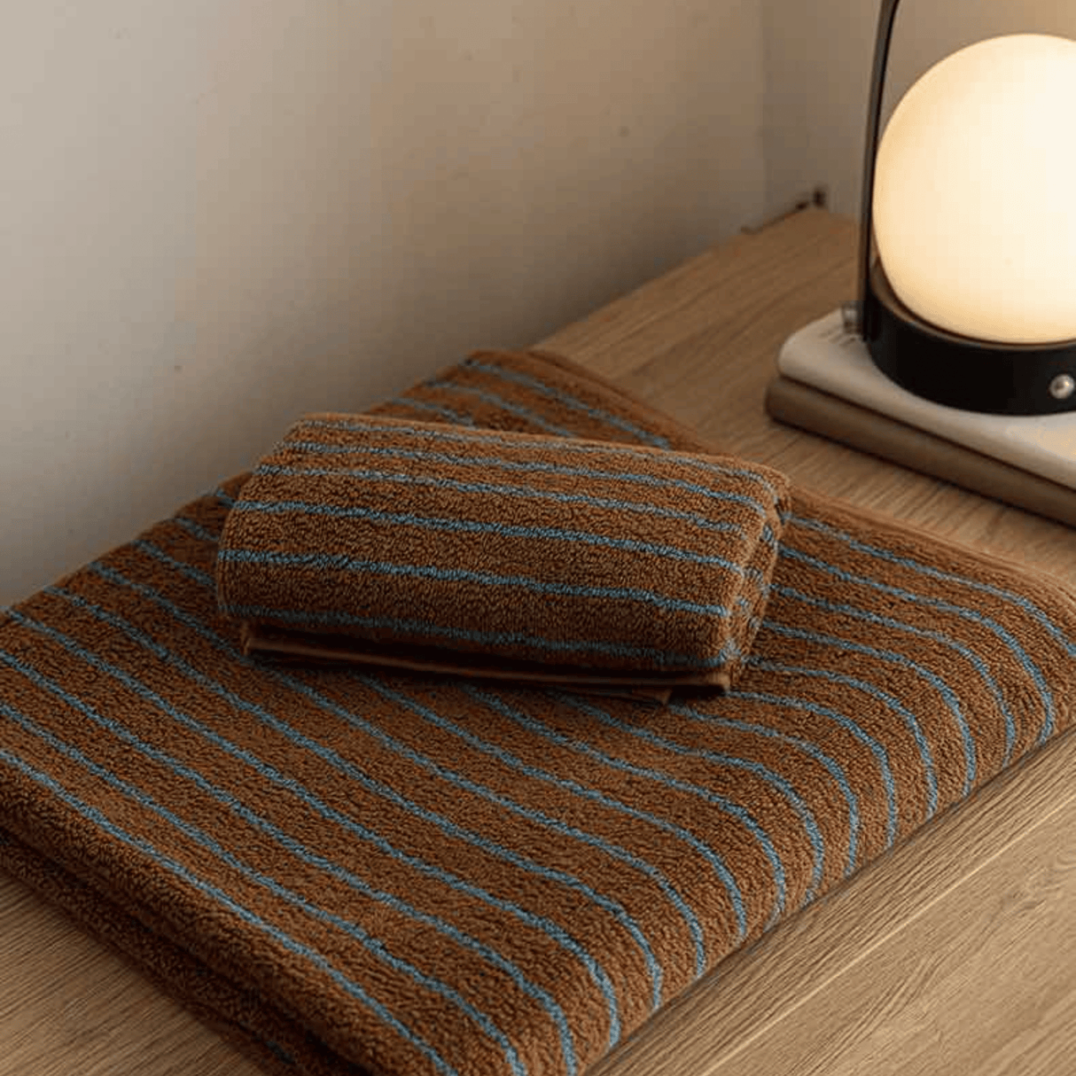 Retro Rust & Turquoise Stripe 100% Cotton Towels