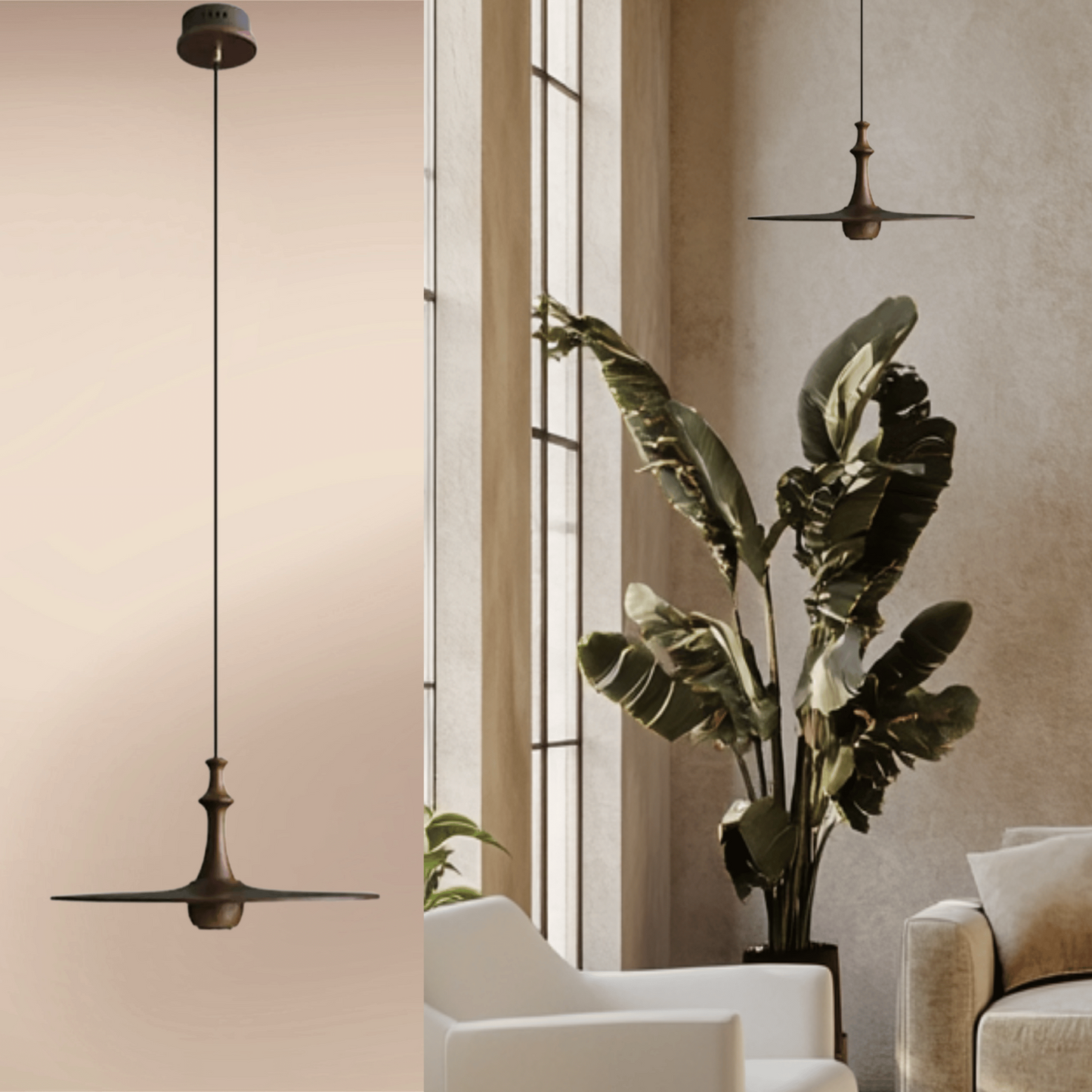 Wood Pendant Light – 1 head model B.