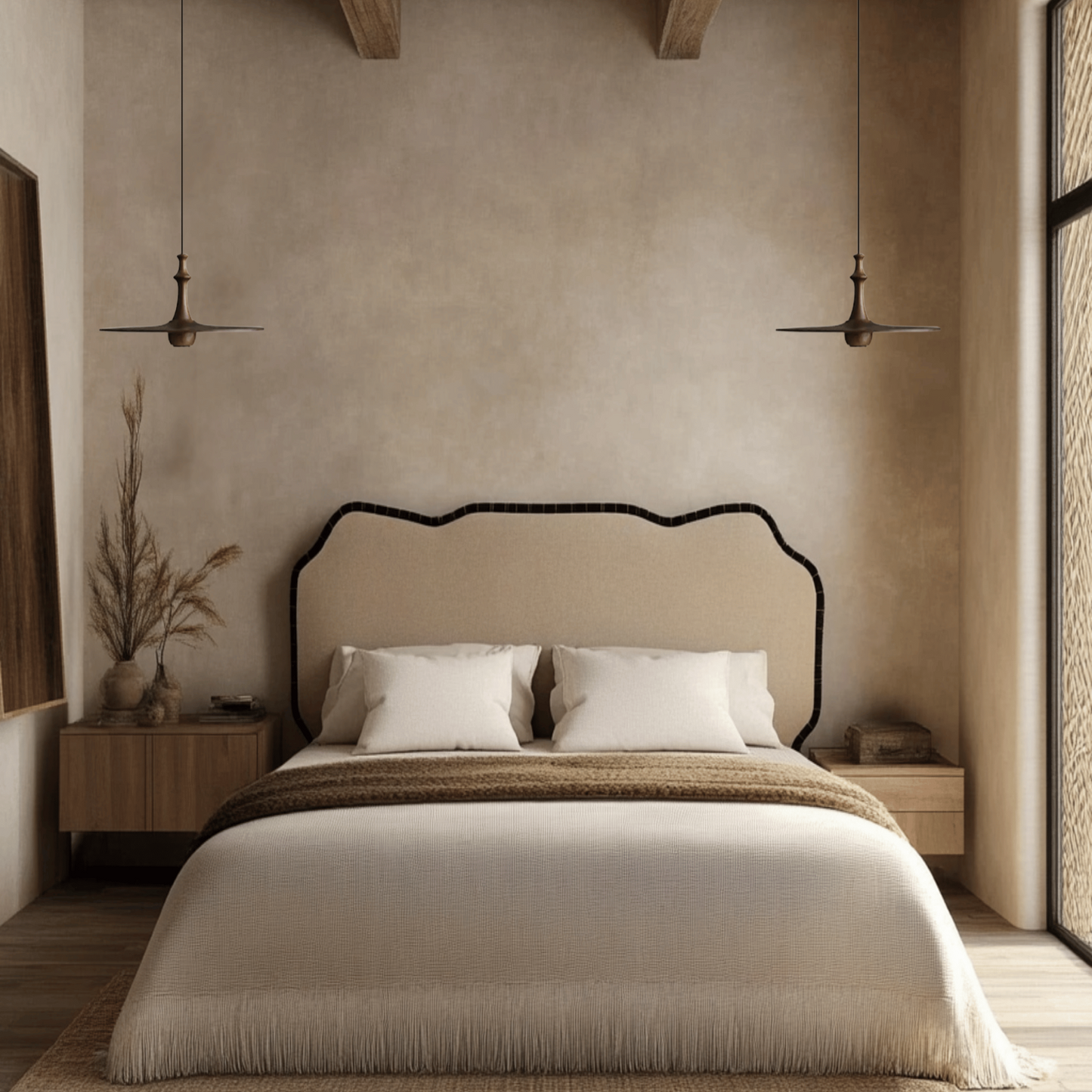 Solid Wood Pendant Light – Minimalist Flying Saucer Design, perfect for Bedroom