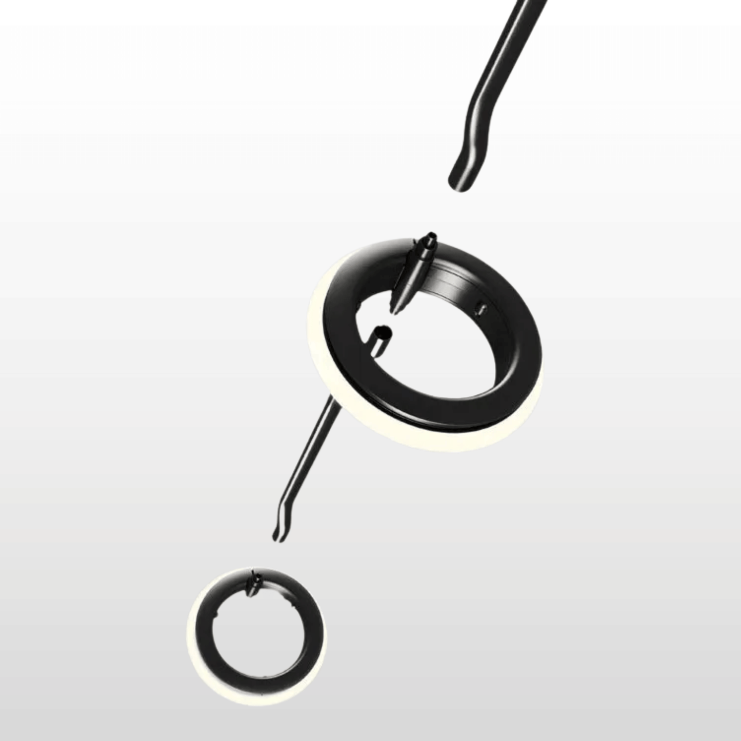 Modern pendant light fixture with black finish on a white background