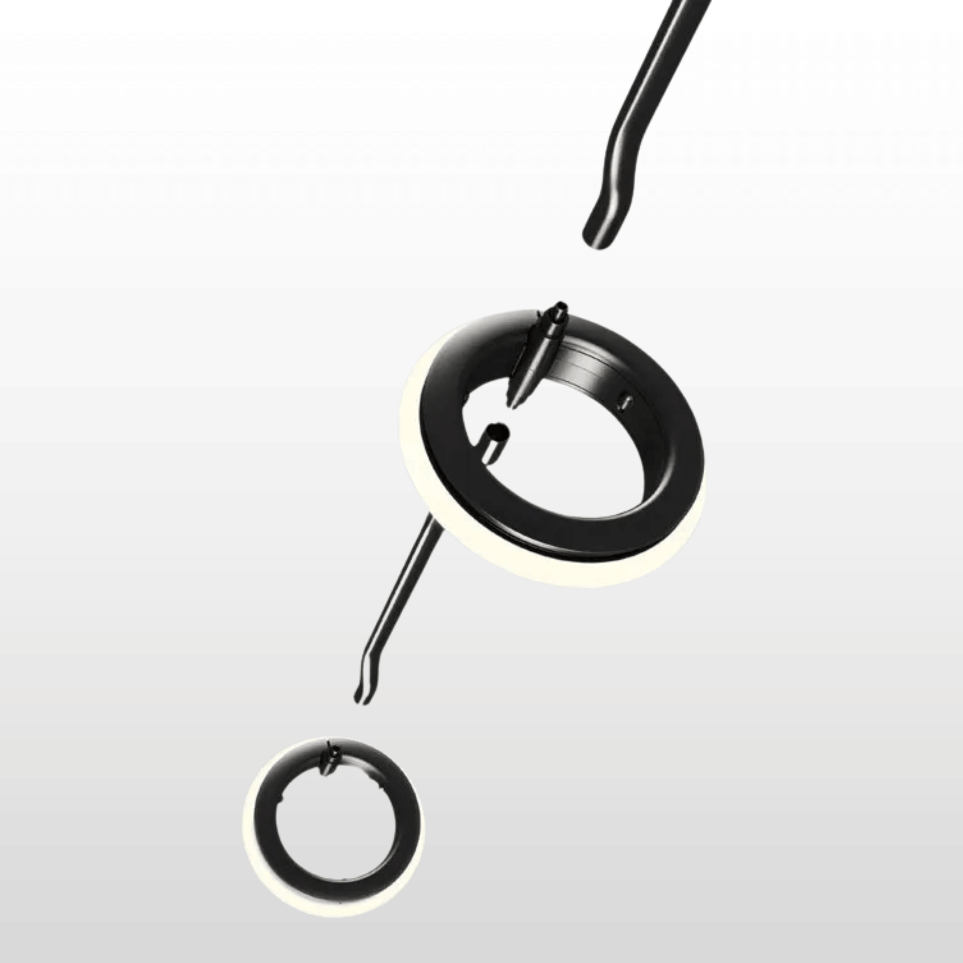 Modern pendant light fixture with black finish on a white background