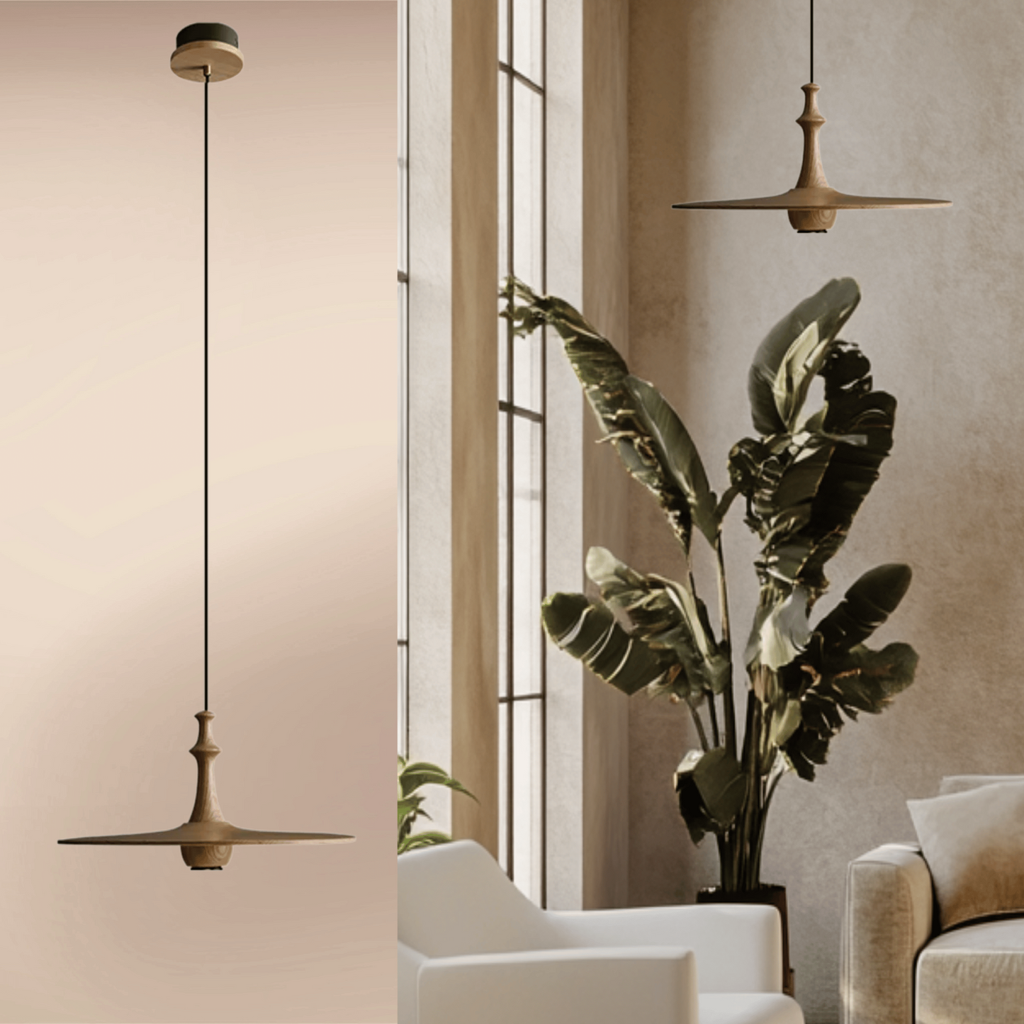 Wood Pendant Light – 1 head model C.