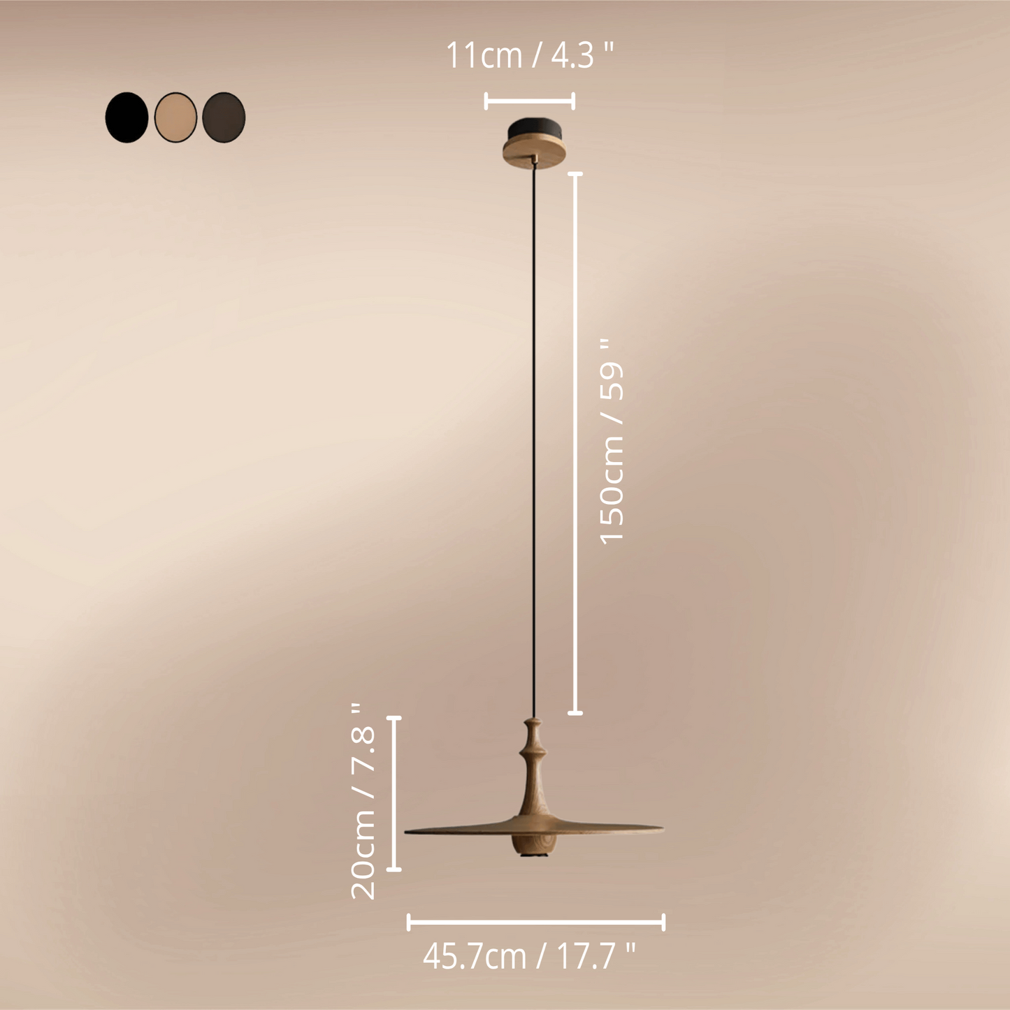 Wood Pendant Light – Dimension 1 head