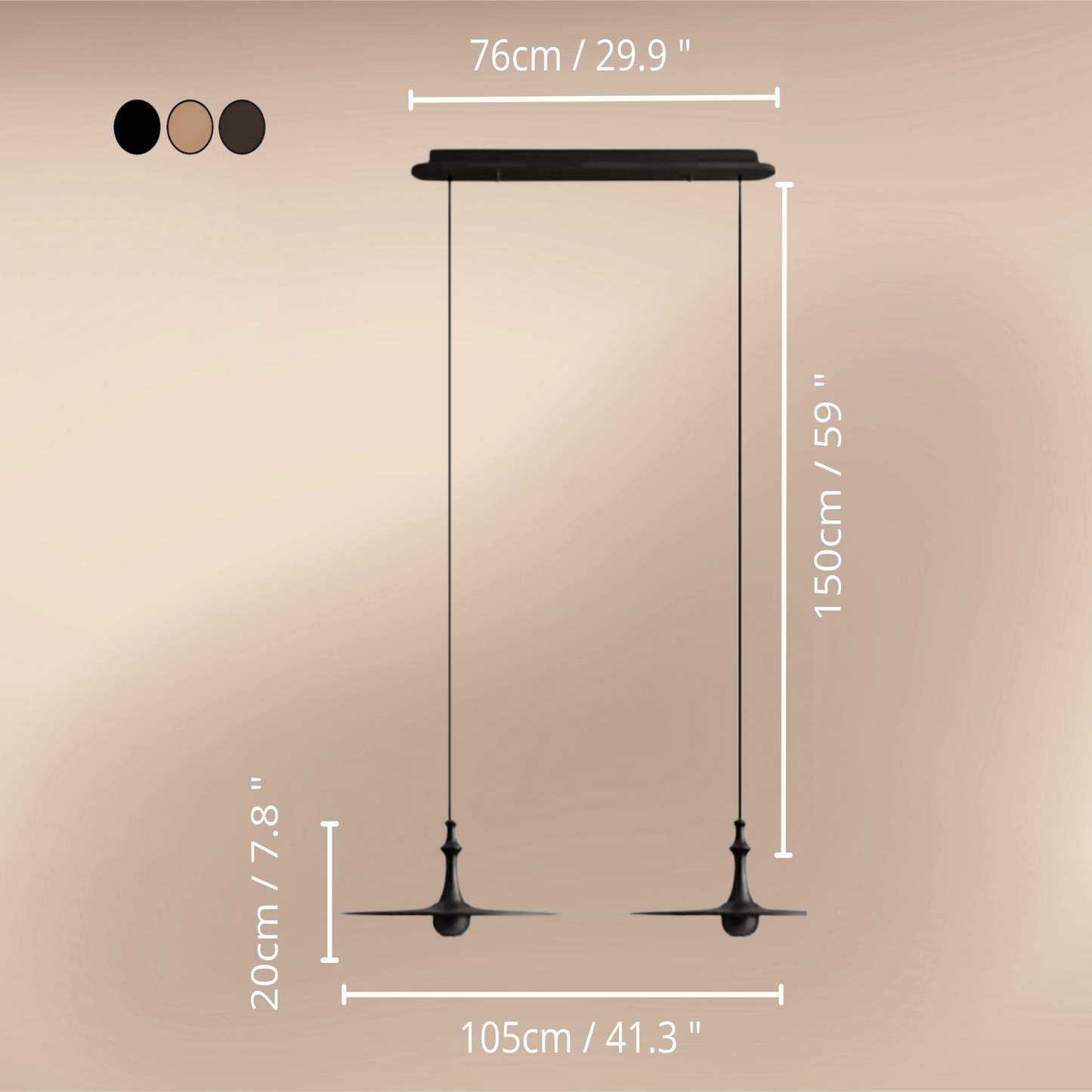 Wood Pendant Light – Dimension 2 head