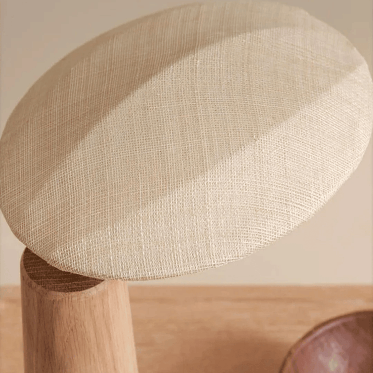 Close look at the shade Fabric of Vintage Solid Wood LED