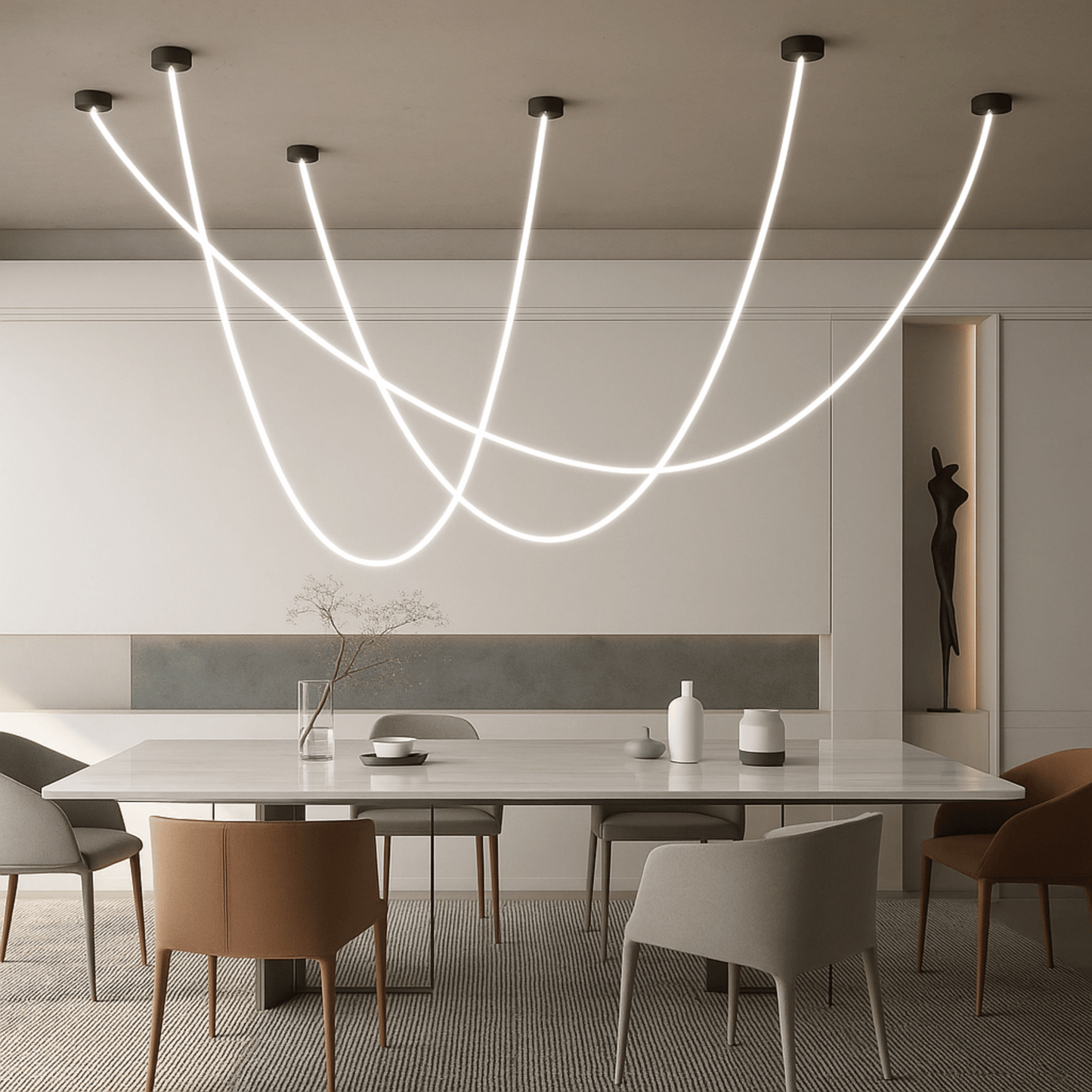 LinéaFlex LED Pendant Light – Nordic Flexible Tube Chandelier