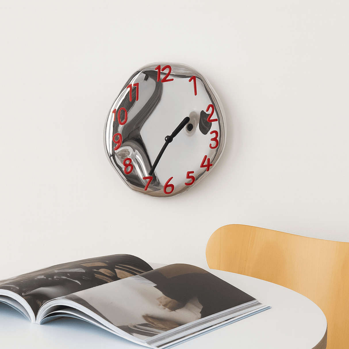 LumoTime Chrome Ceramic Wall Clock