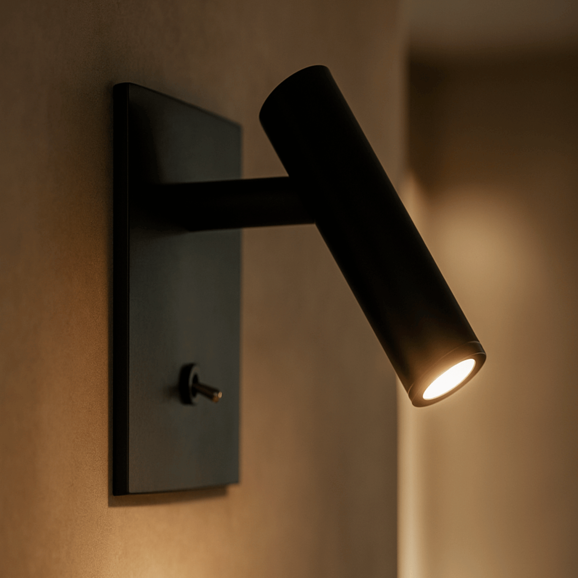 Close look at Black Color Embedded LED Reading Wall Lamp With Switch Adjustable
