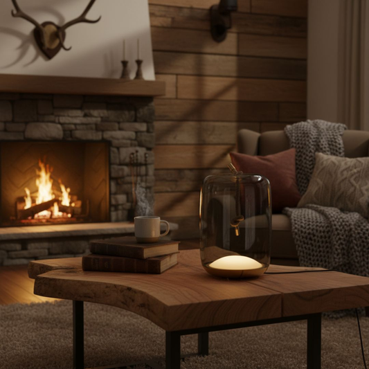 Soft Light Lamp on Wooden Table