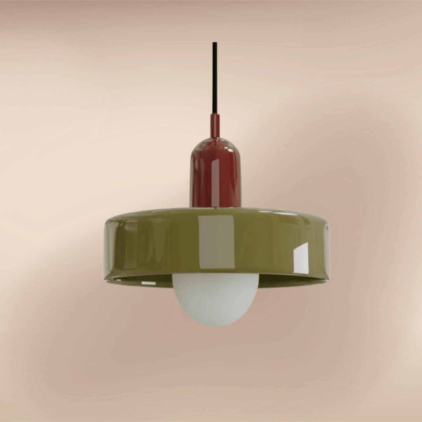 Nordic Glass Bauhaus Chandelier Olive and Red