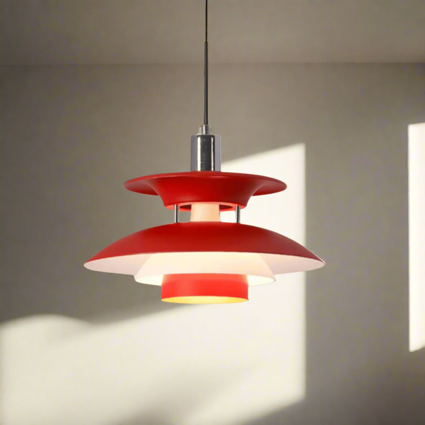 UFO design ceiling lamp in red