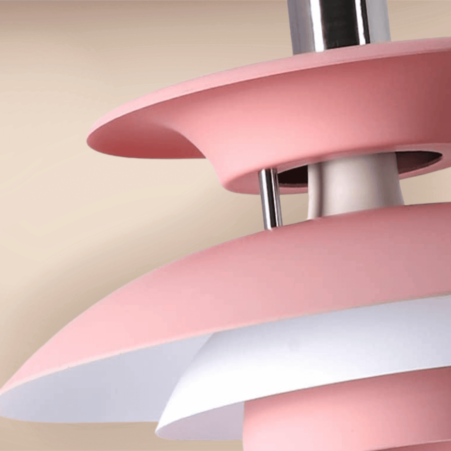 Close look at Pink UFO design ceiling lamp
