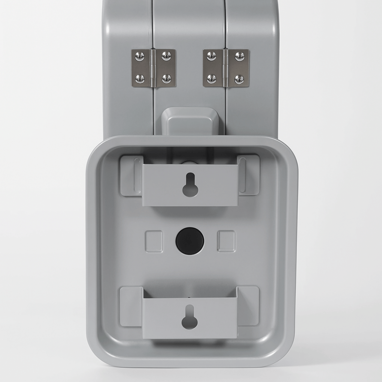 Gray plastic wall mount bracket on a white background