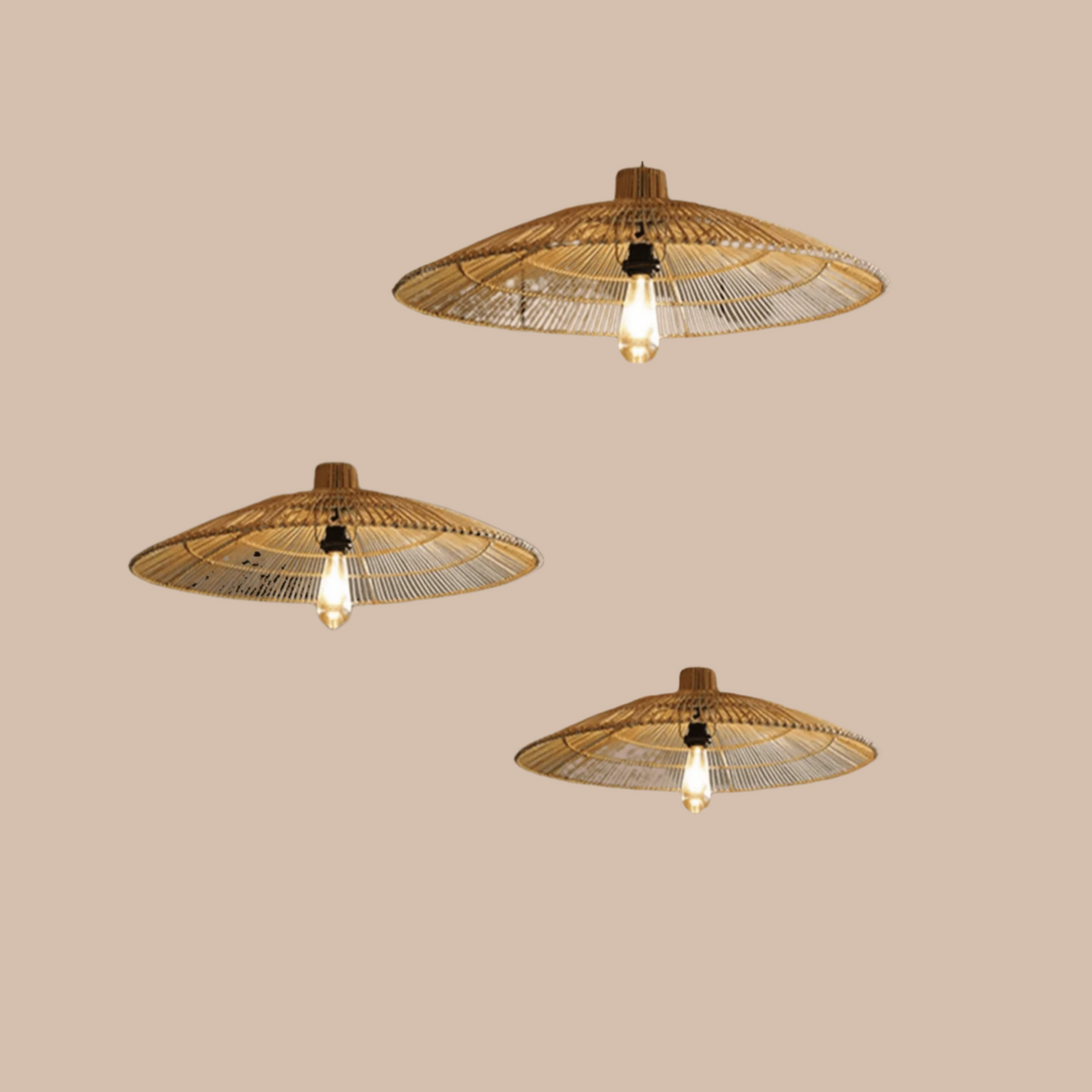 Nordic Umbrella Handmade Rattan Lamp DIA 30cm/40cm/50cm