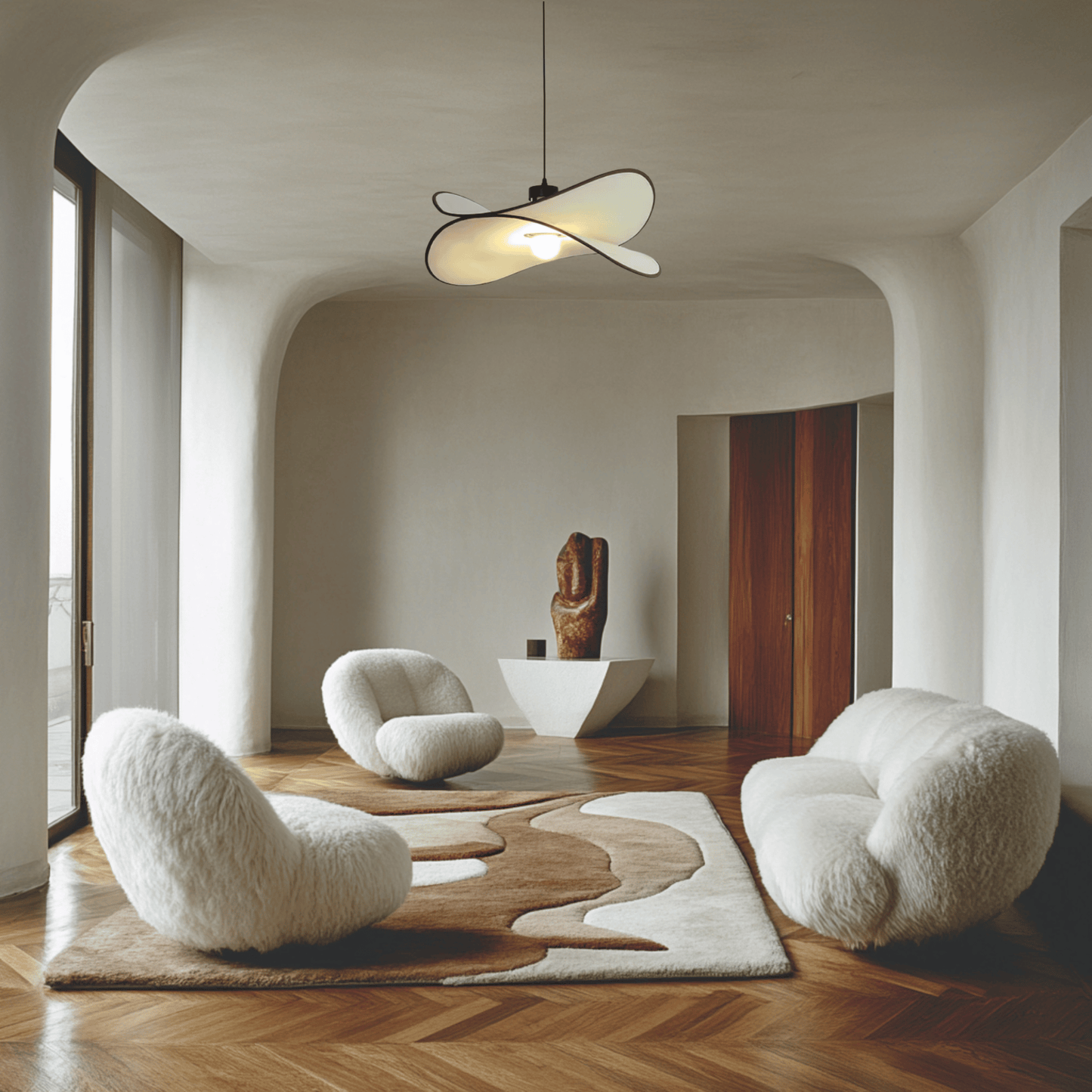 Variant image for Vintage Pendant Light with Fabric Shade – LED E27 Hanging Light perfect for living room and bedroom
