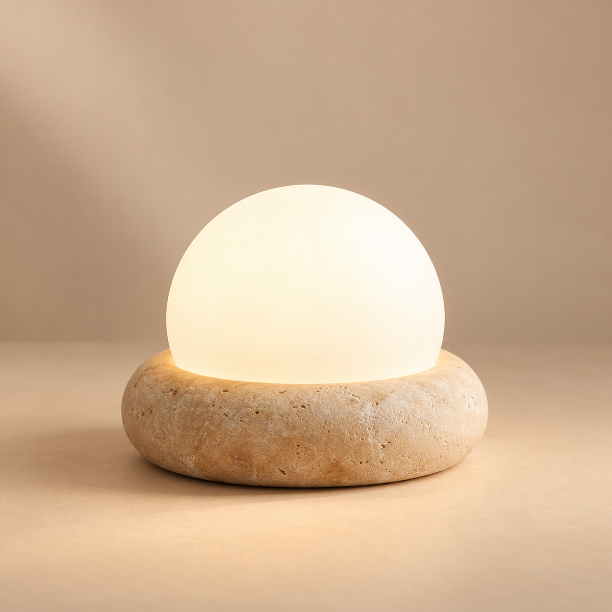 Solara Rechargeable Travertine Globe Lamp