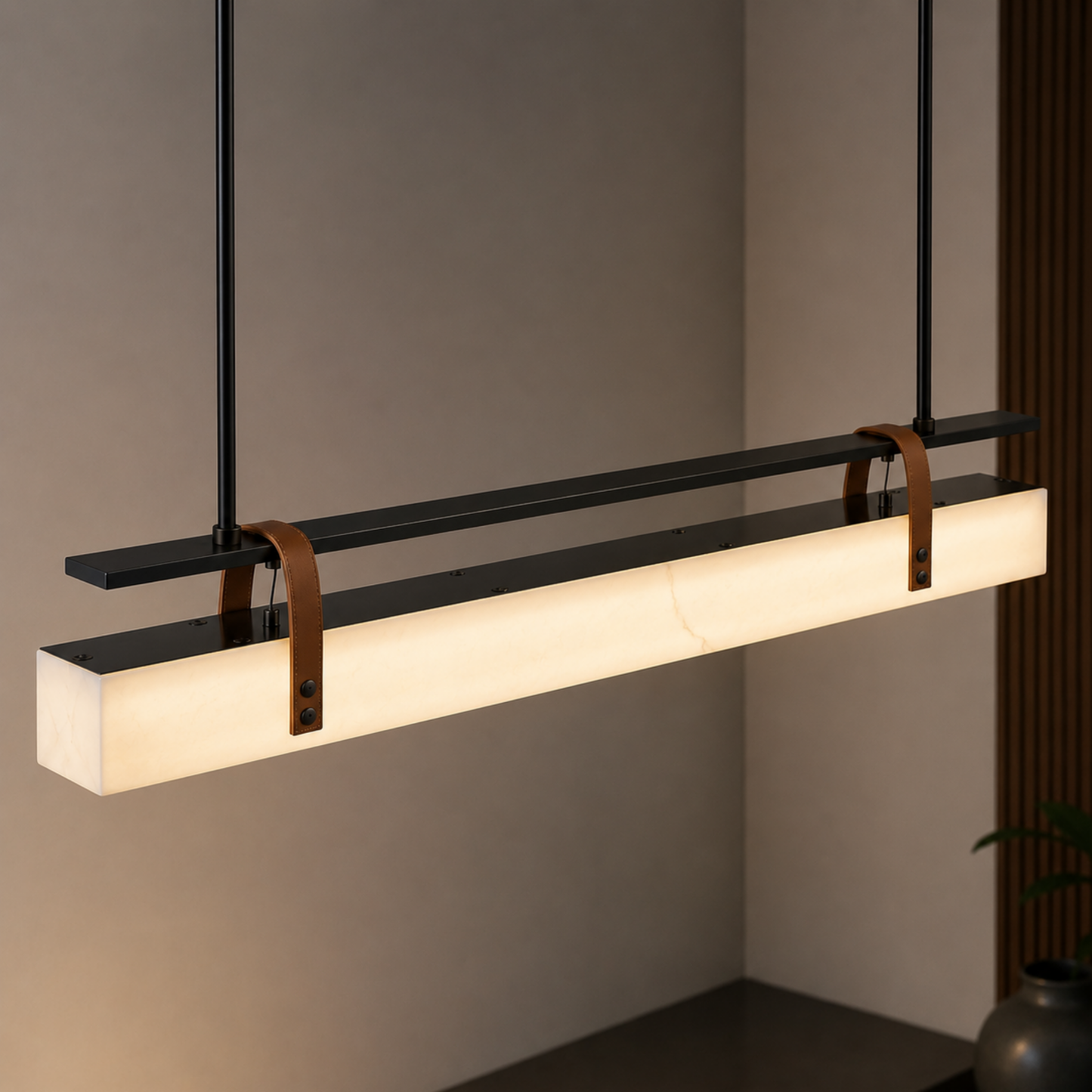 Modern pendant light fixture with a neutral background