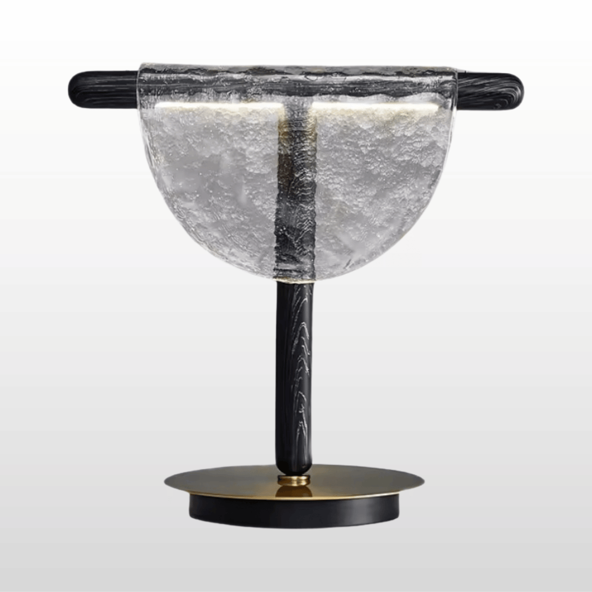 Decorative lamp with marble-like finish on a white background