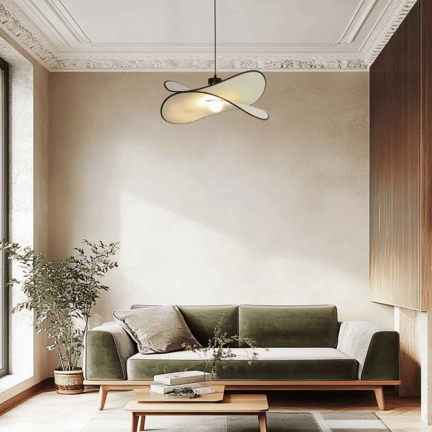 Variant image for Vintage Pendant Light with Fabric Shade – LED E27 Hanging Light for Living and Dining Rooms