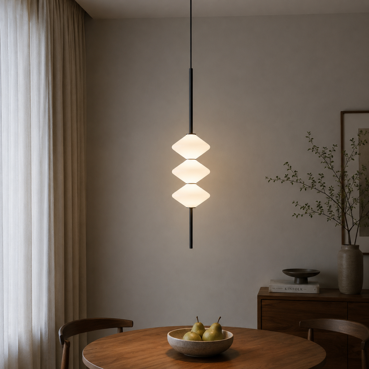 Aurelia Black & White Glass Totem Pendant Light