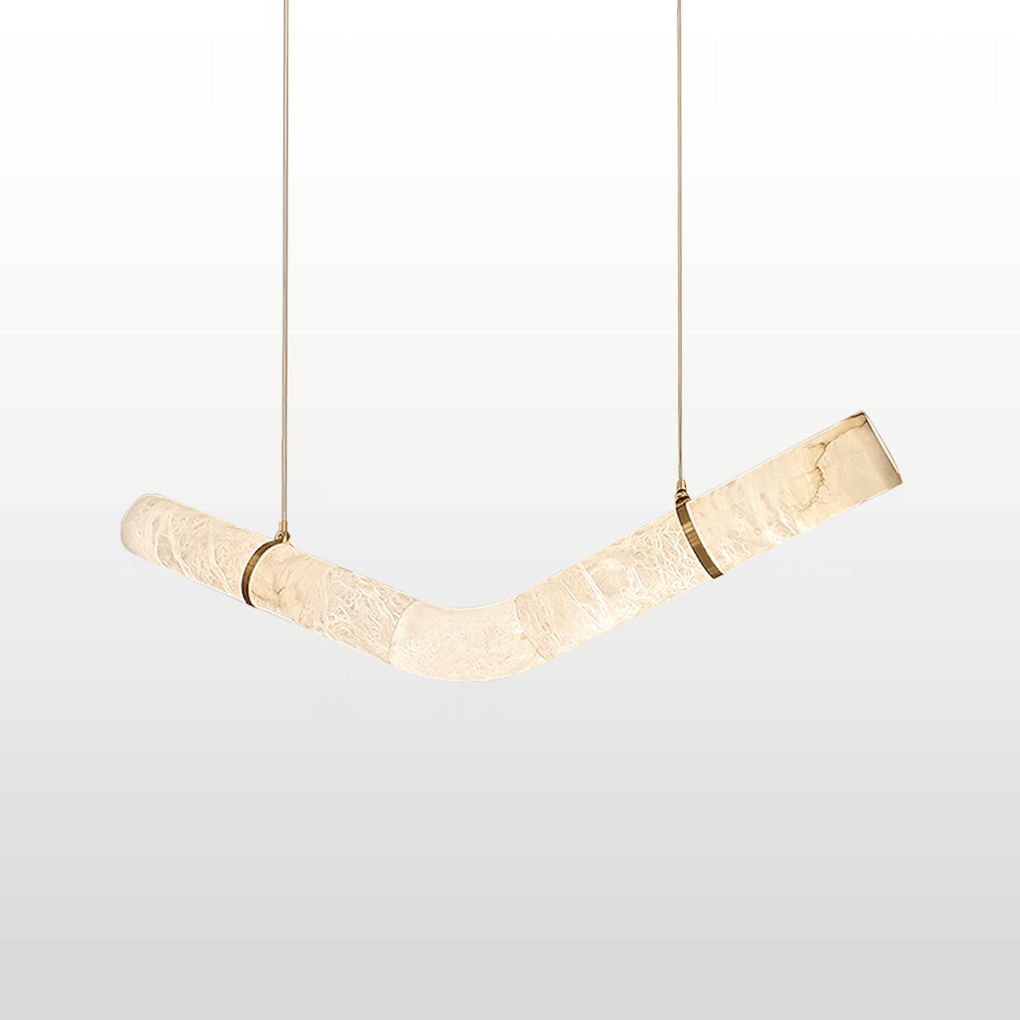 Modern pendant light with marble-like finish on a white background
