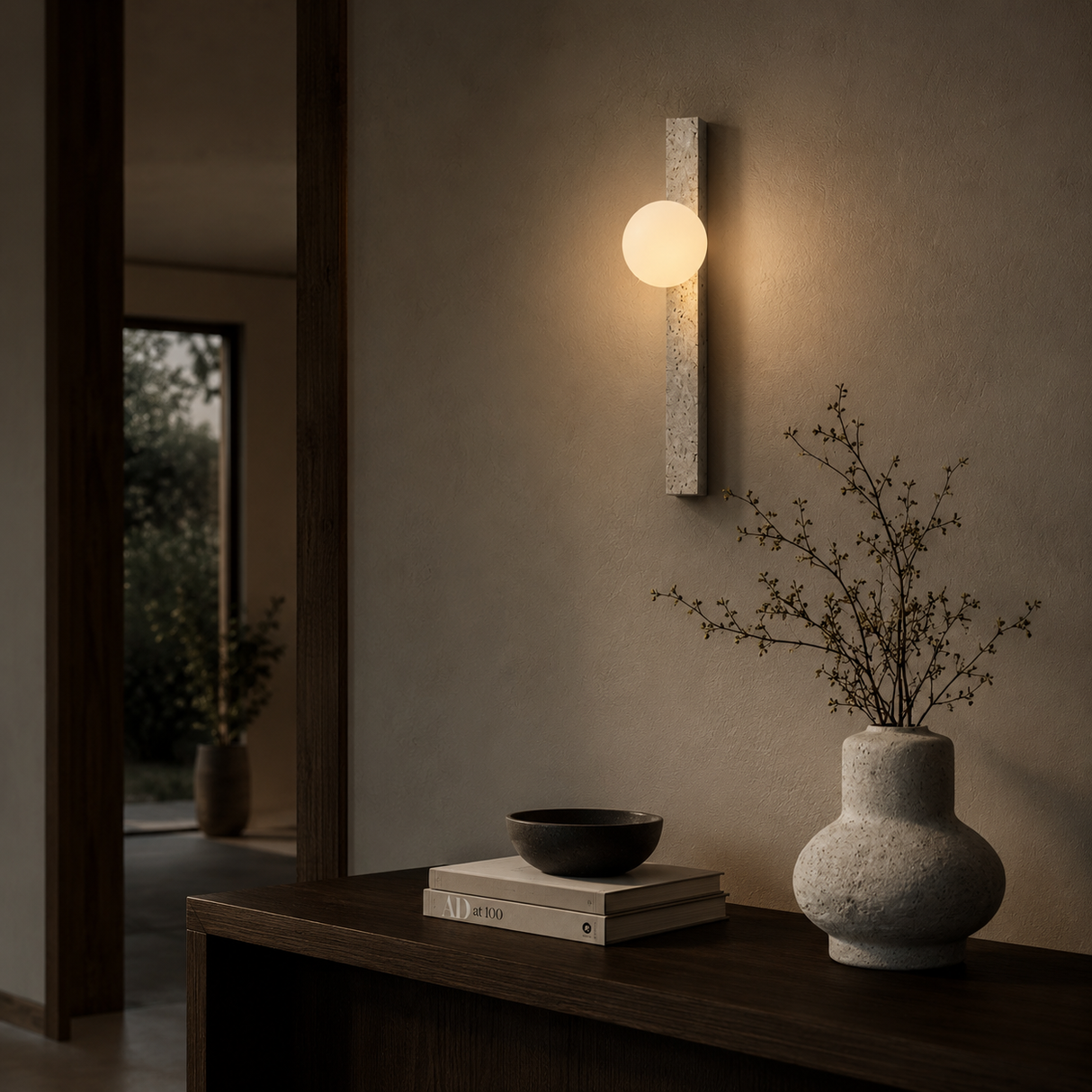 Sorella Travertine Globe Wall Light