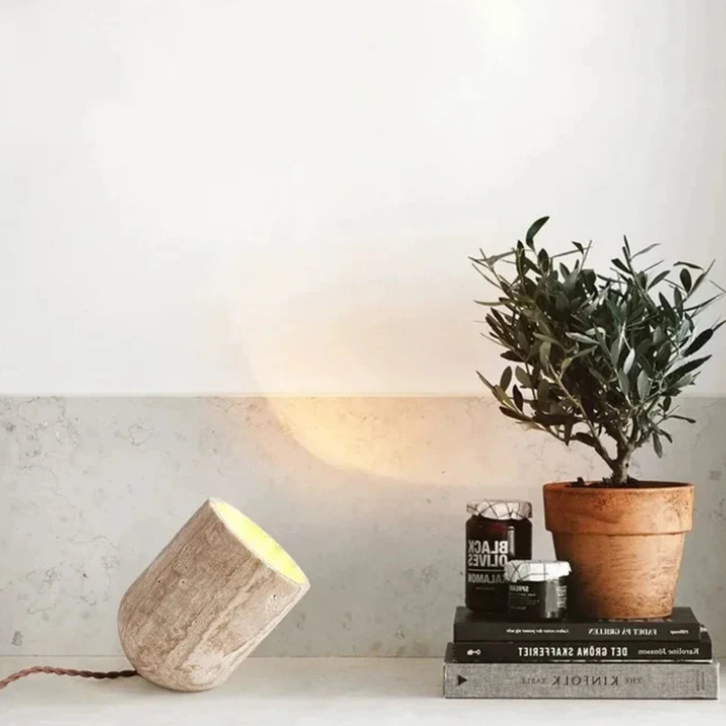 CavaGlow Travertine Table Lamp