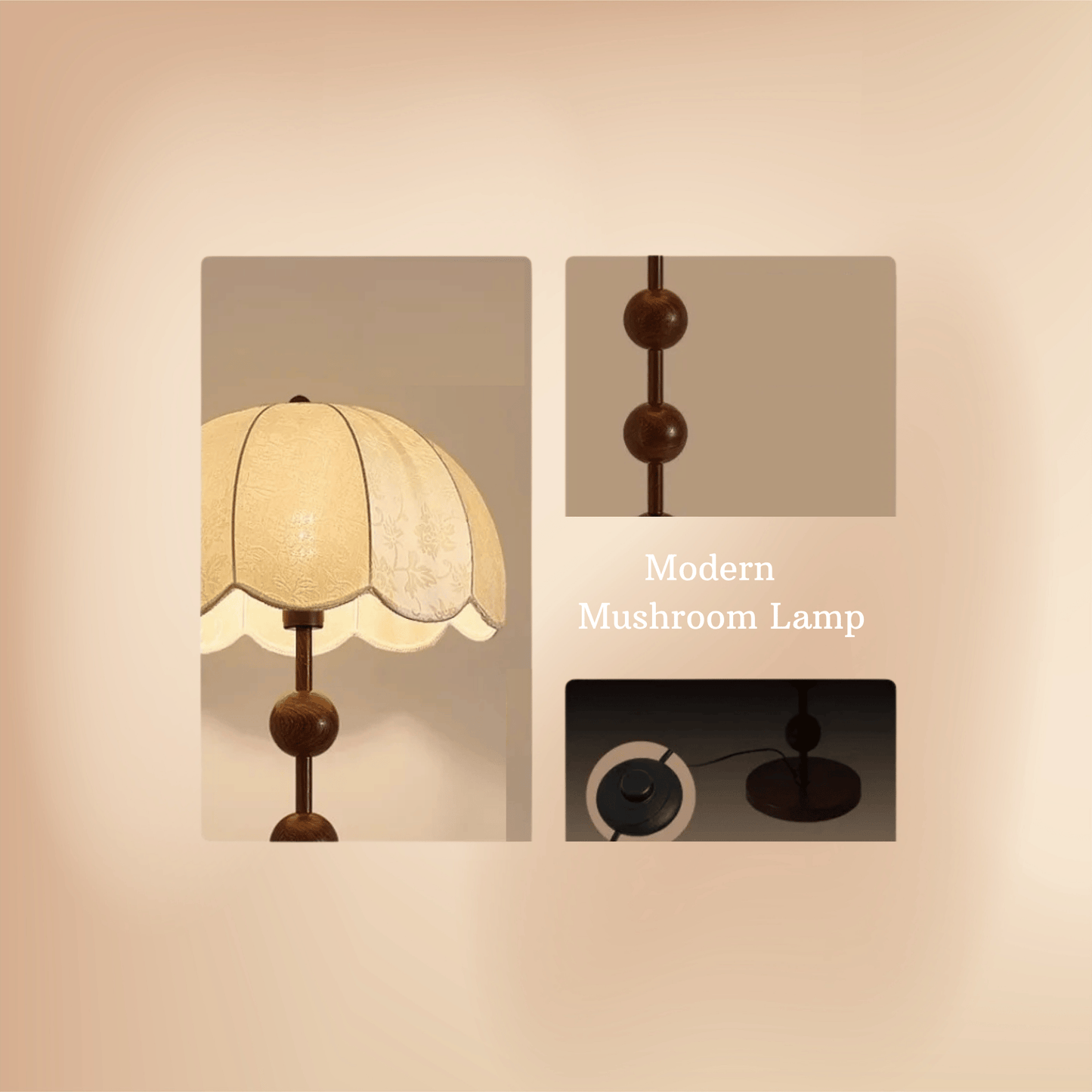 Variant image for Modern White Mushroom table lamp close look