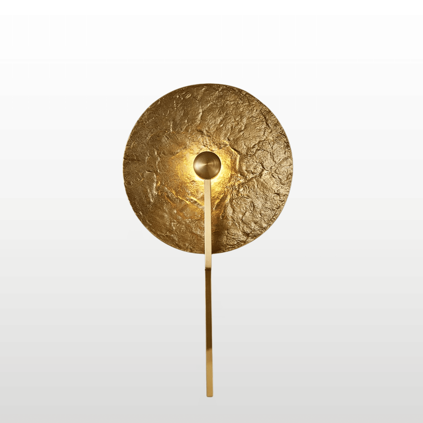 Gold textured wall sconce on a white background