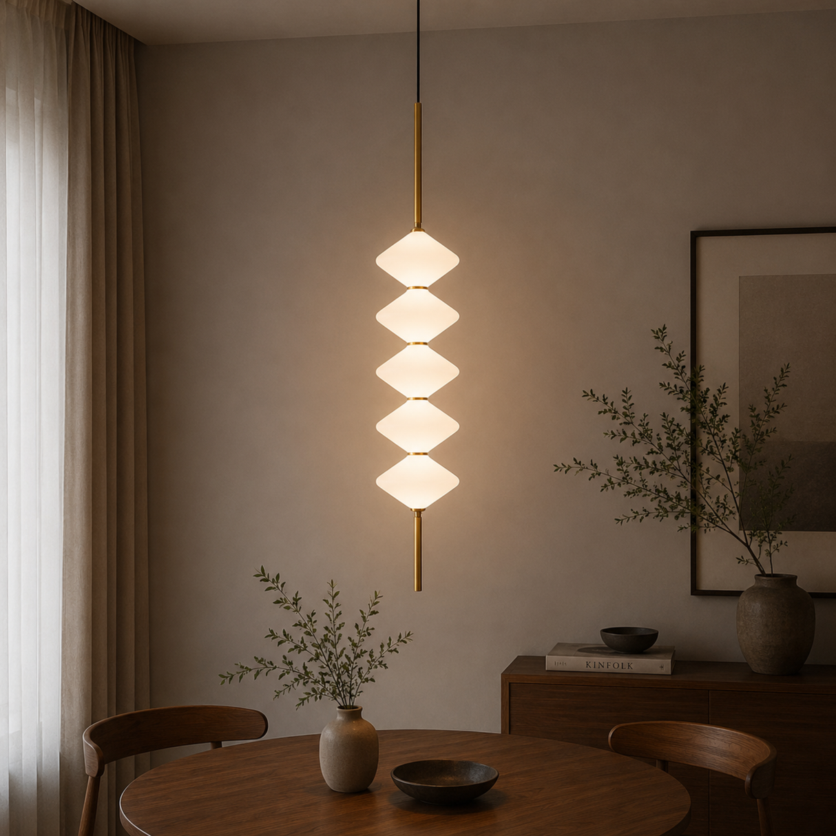 Aurelia Gold & White Glass Totem Pendant Light