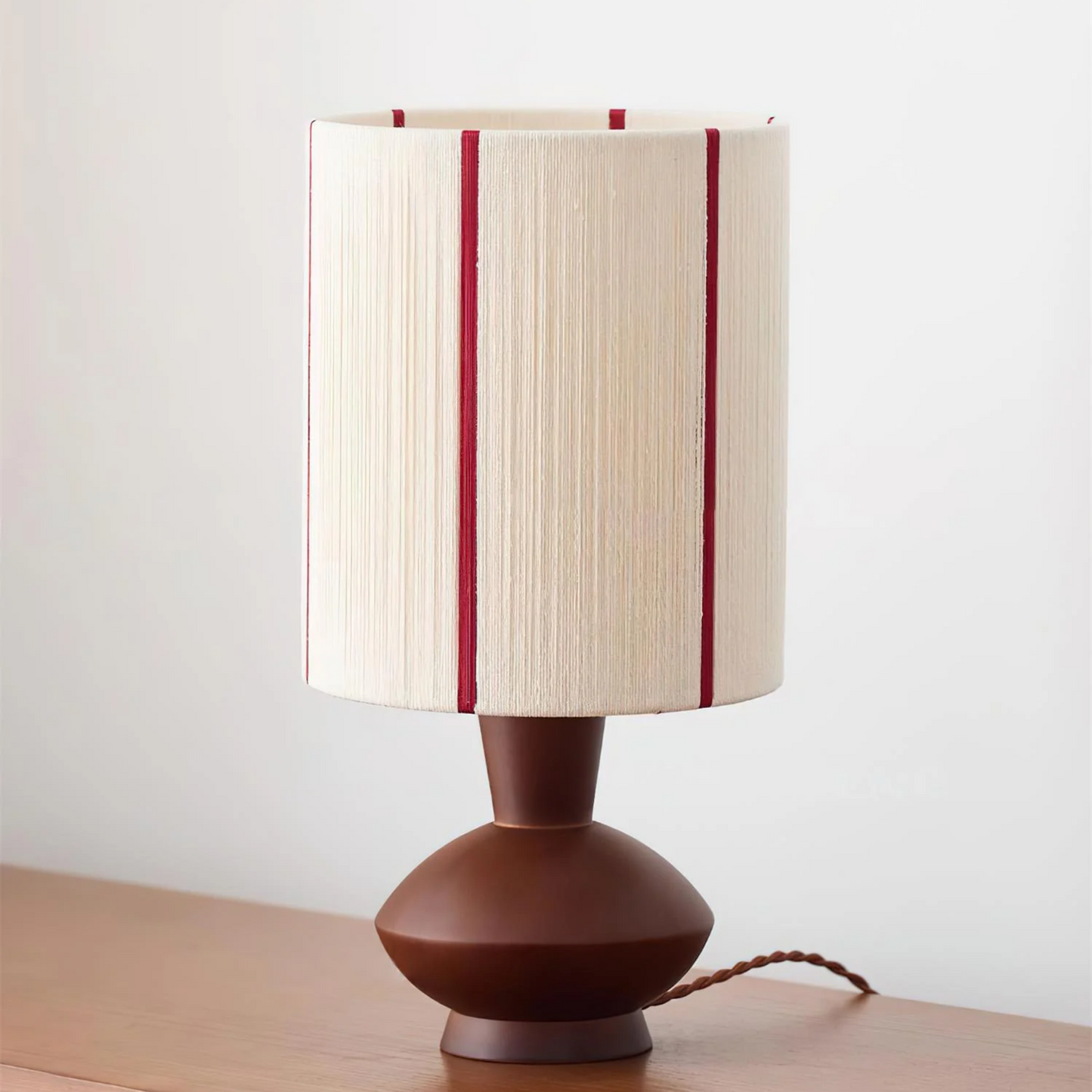 Ropewood Vintage Table Lamp – Solid Wood Base with Hemp Rope Accent
