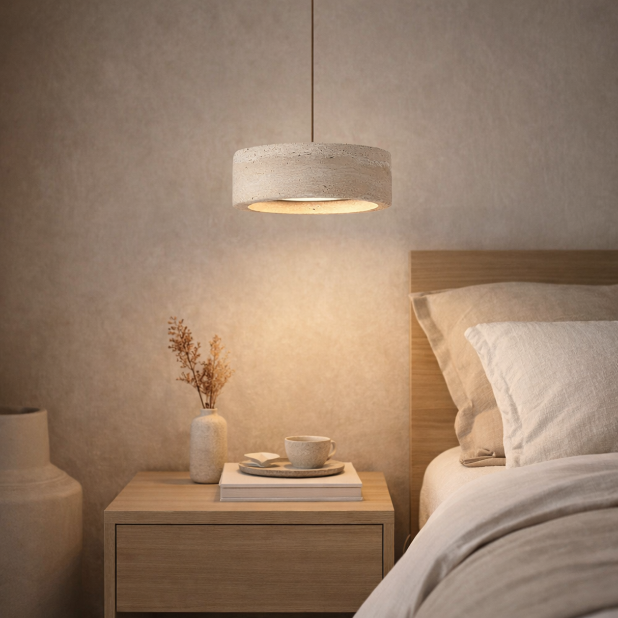 Ithaca Travertine Flat Edge Pendant Light