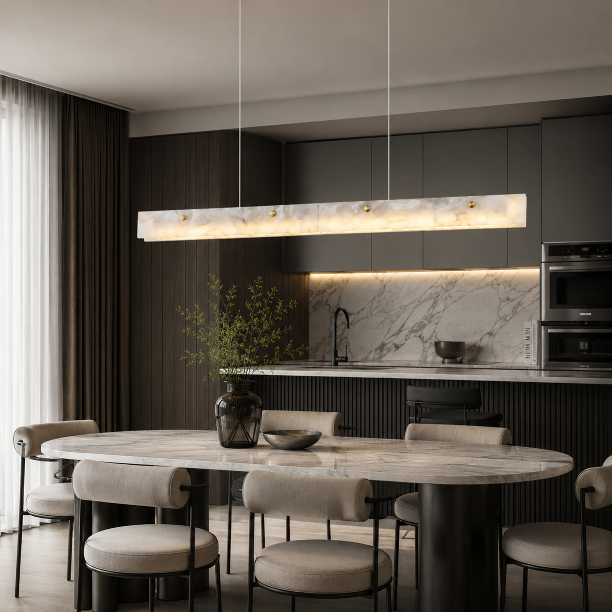 LustraLinea Marble Linear Pendant Light, alternate view 9