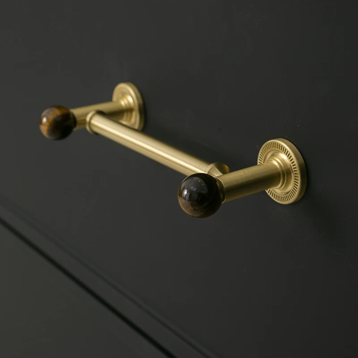 Lunette White Marble & Brass Cabinet Handle