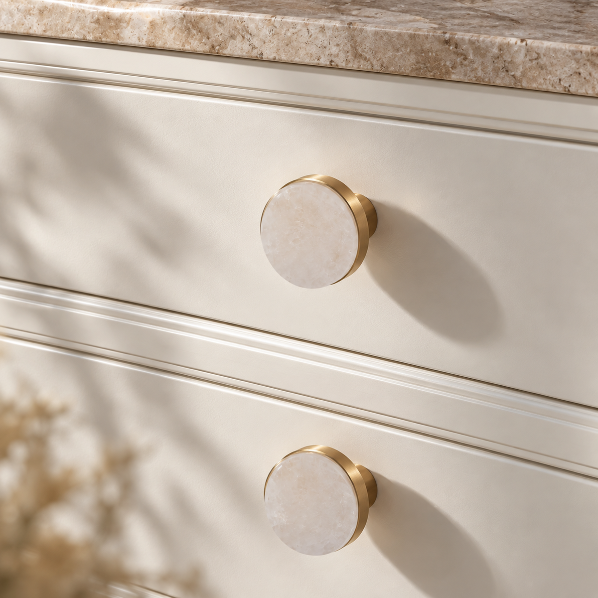 Roselle Crystal & Brass Cabinet Knobs