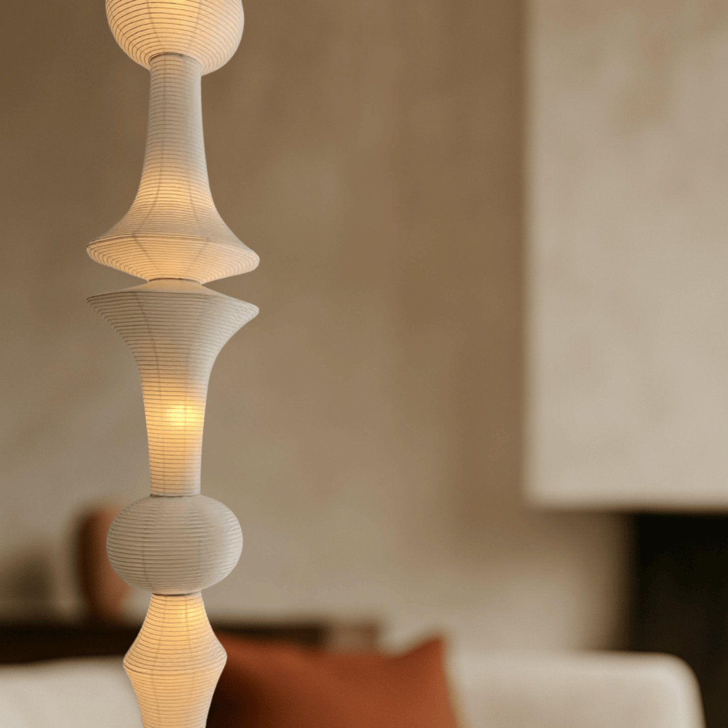 Close look at ZenLite - Akari Noguchi Inspired LED Pendant Light for Modern Home Decor