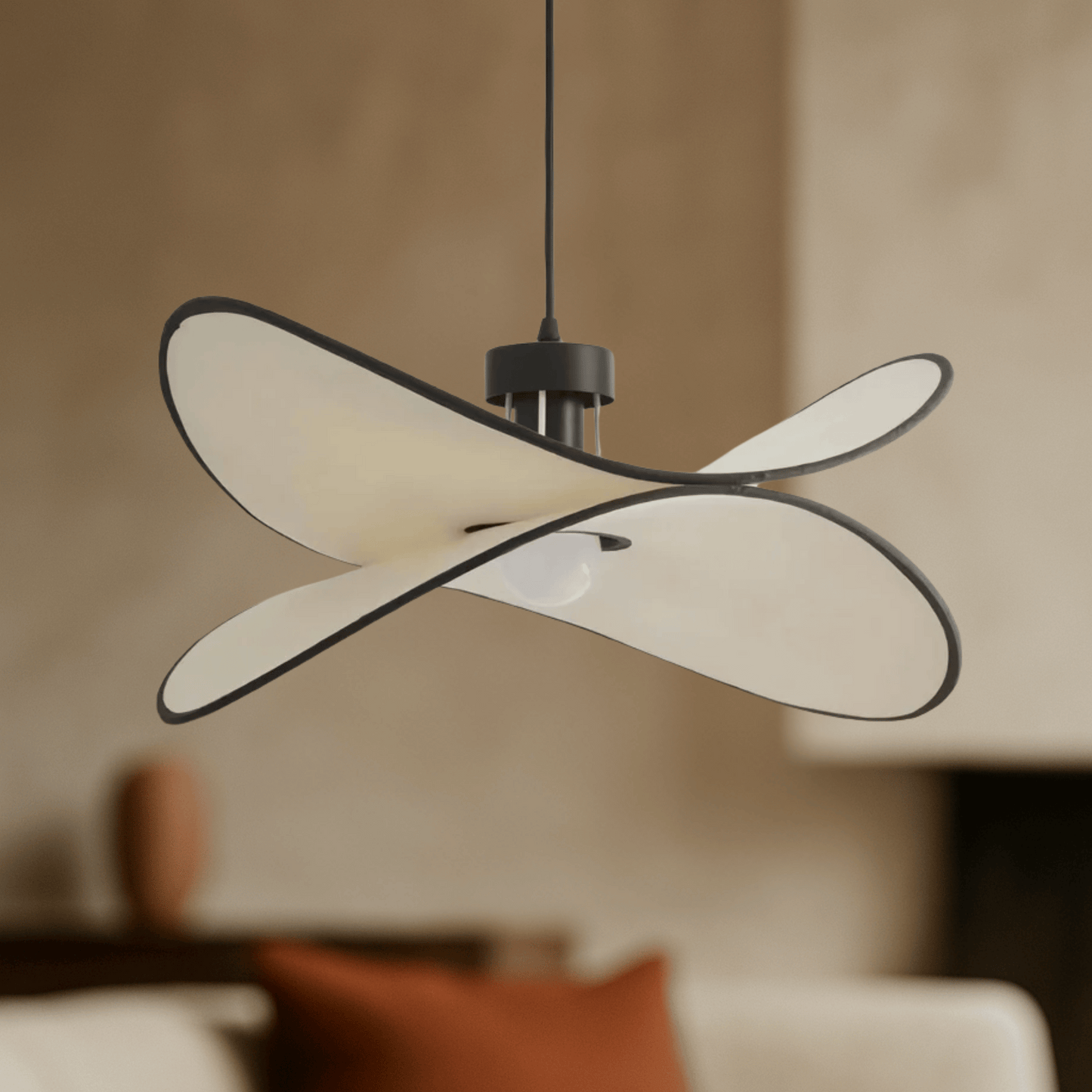 Vintage Pendant Light with Fabric Shade – LED E27 Hanging in a modern living room