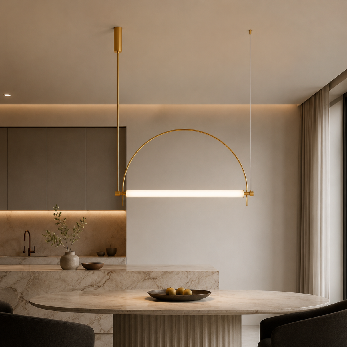 Linea Arc Gold Pendant Light
