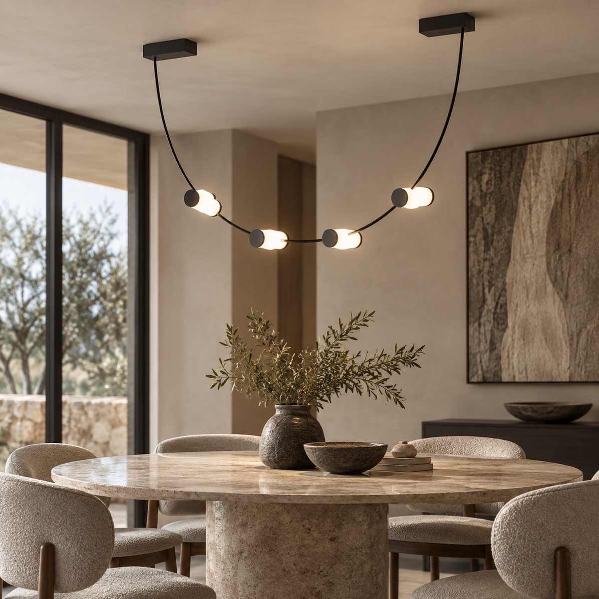 Aureline Leather Orb Chandelier