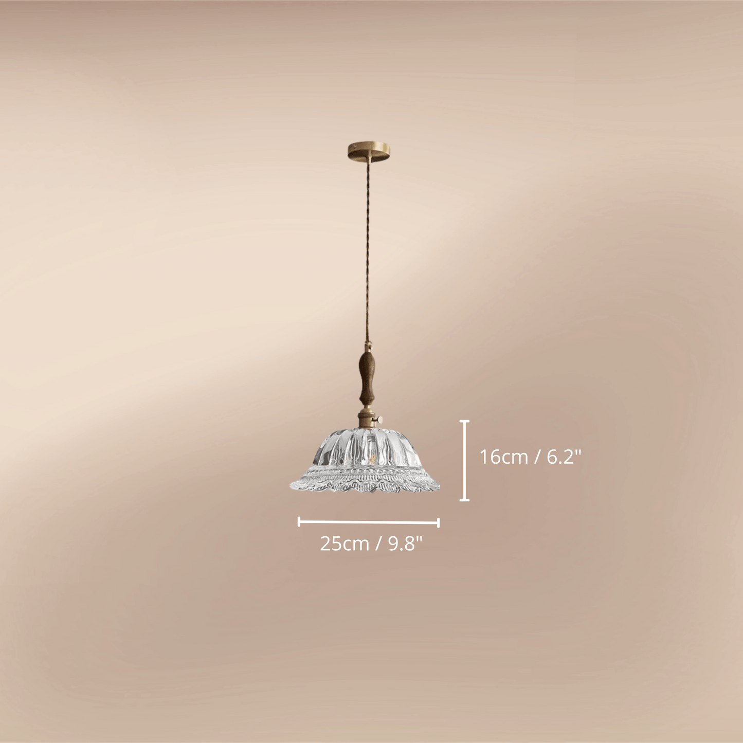 Elegant Walnut and Brass Pendant Light – LED Kitchen Pendant Lighting for Dining and Island, Adjustable Height Hanging Lamp dimension.