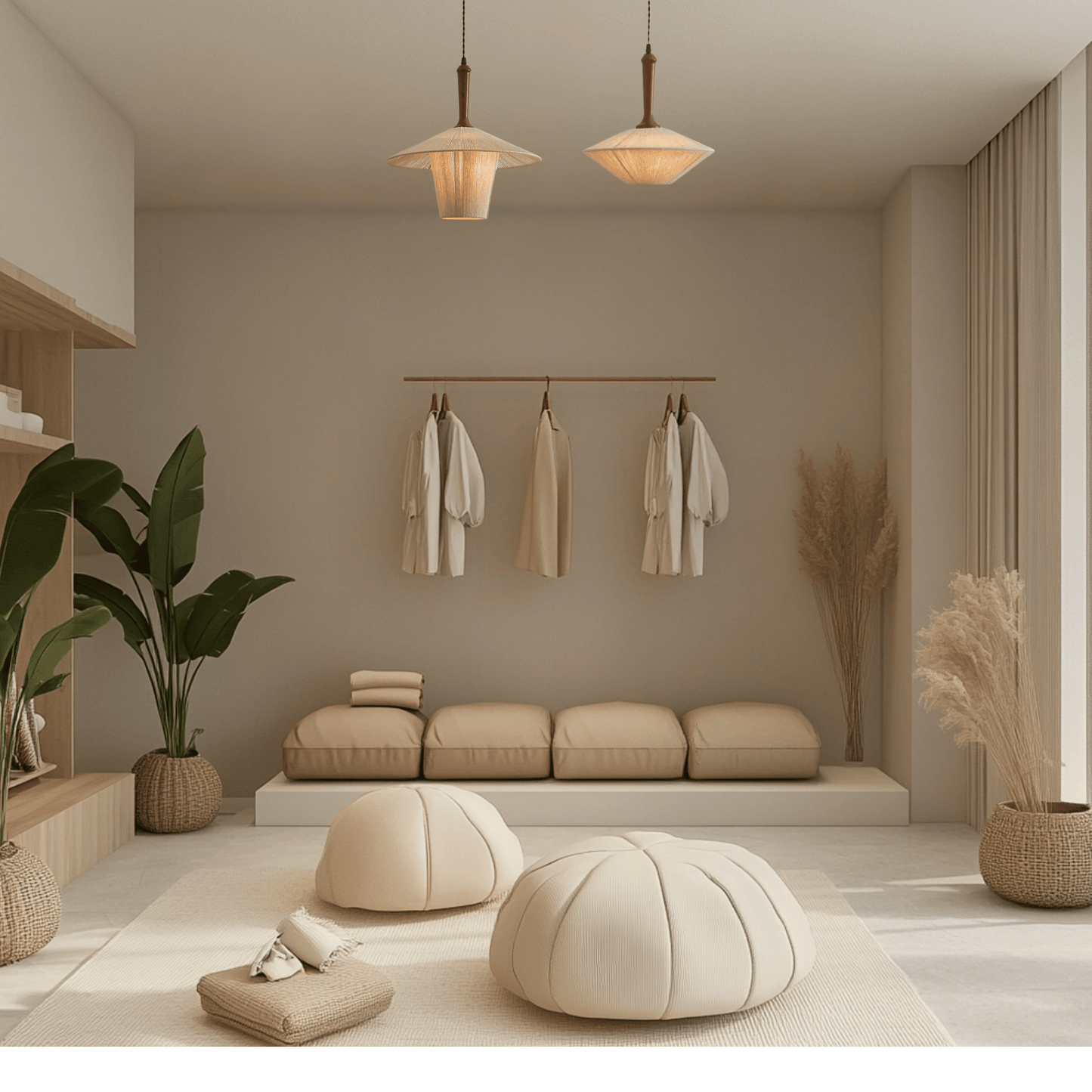 Hand Knitted Cotton Thread Pendant Light with Solid Wood Base – Zen Art Kitchen Pendant Lighting for Serene Ambiance in modern shop.