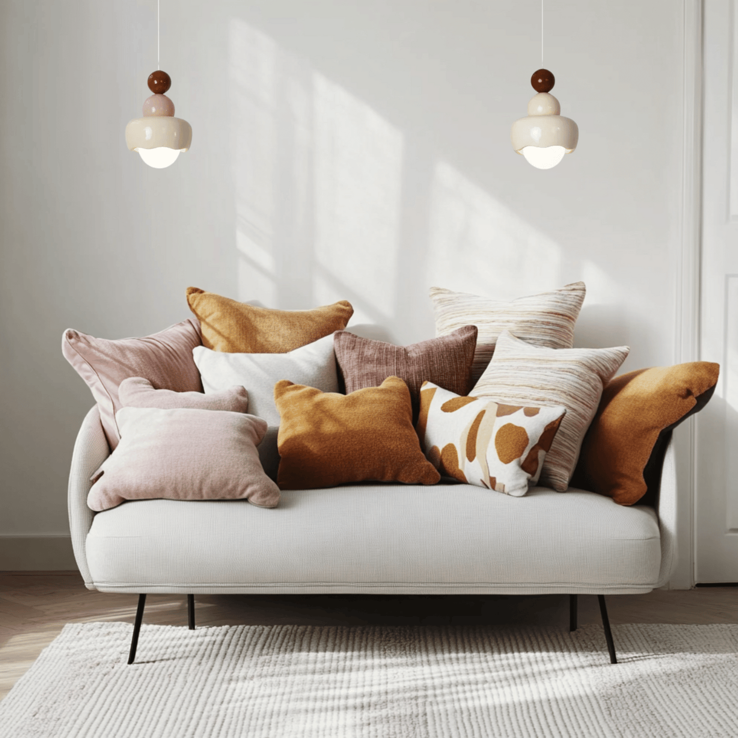 Nordic Cream Glass Pendant Light– Stylish Hanging Lamp for living room and Bedroom, LED E27 Compatible.