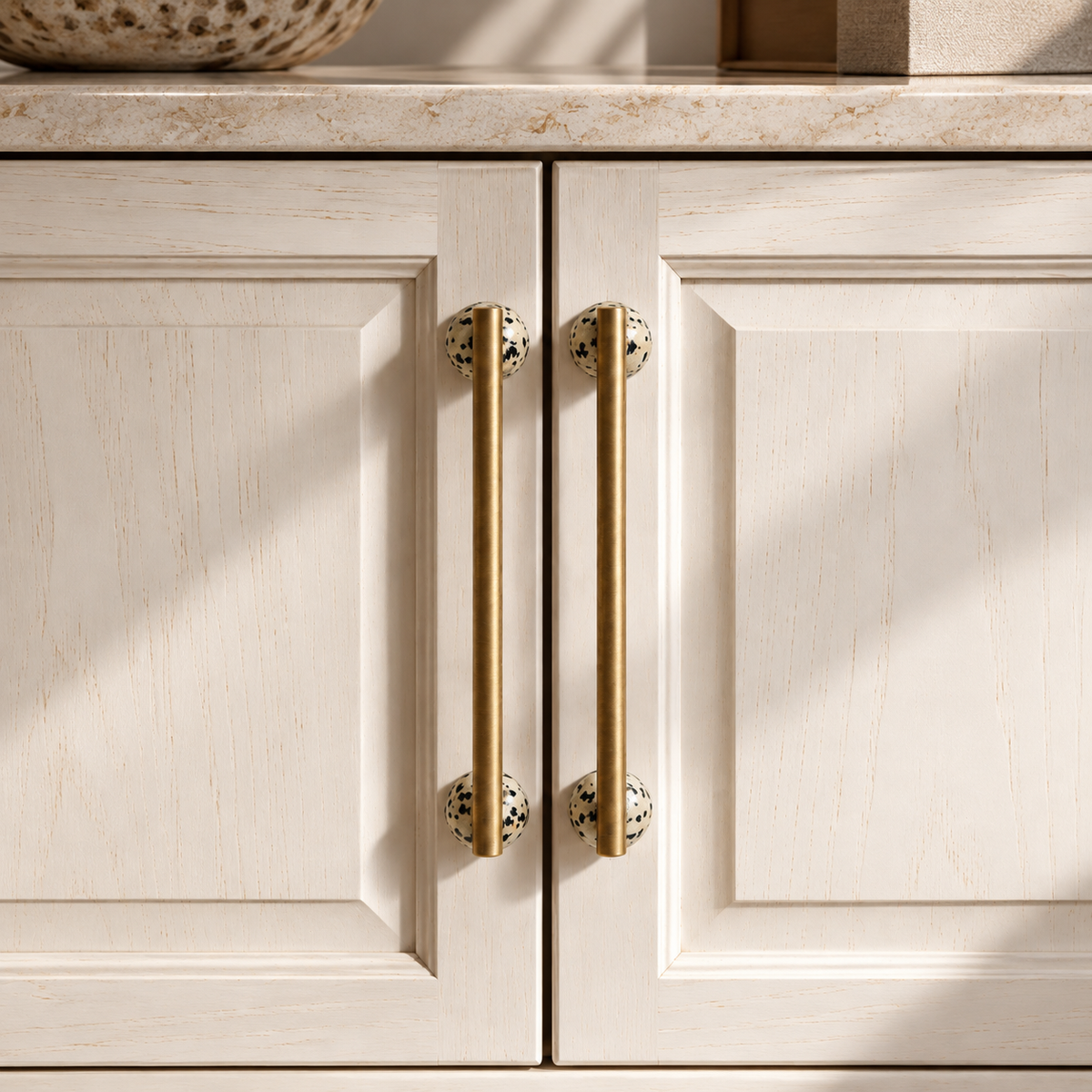 Orba Stone & Brass Cabinet Handles & Knobs