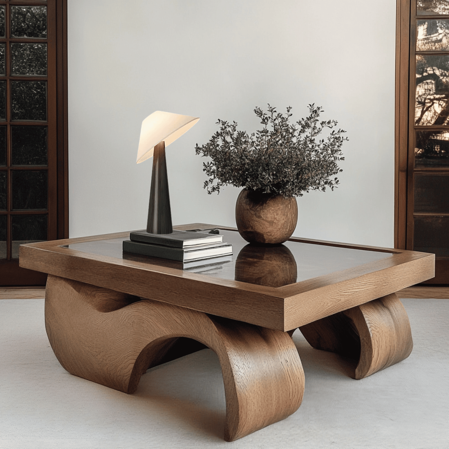 Japanese Wabi-Sabi Zen Table Lamp – Solid Wood Standing Lamp for Living Room, Bedroom, and Study.