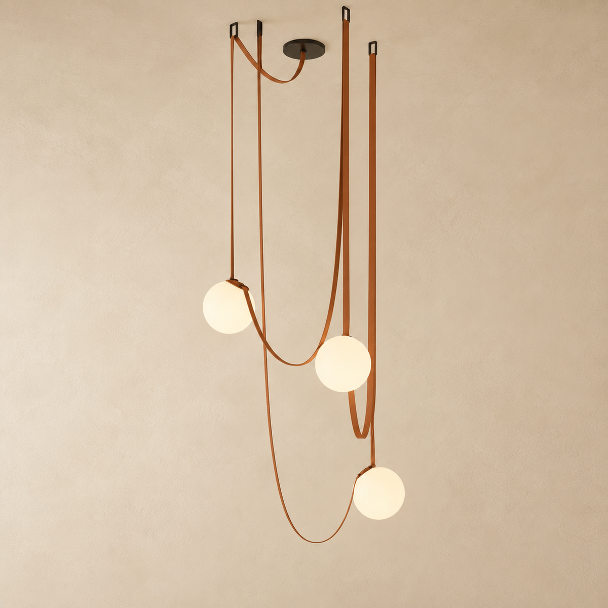 Solenne Leather Strap Globe Chandelier