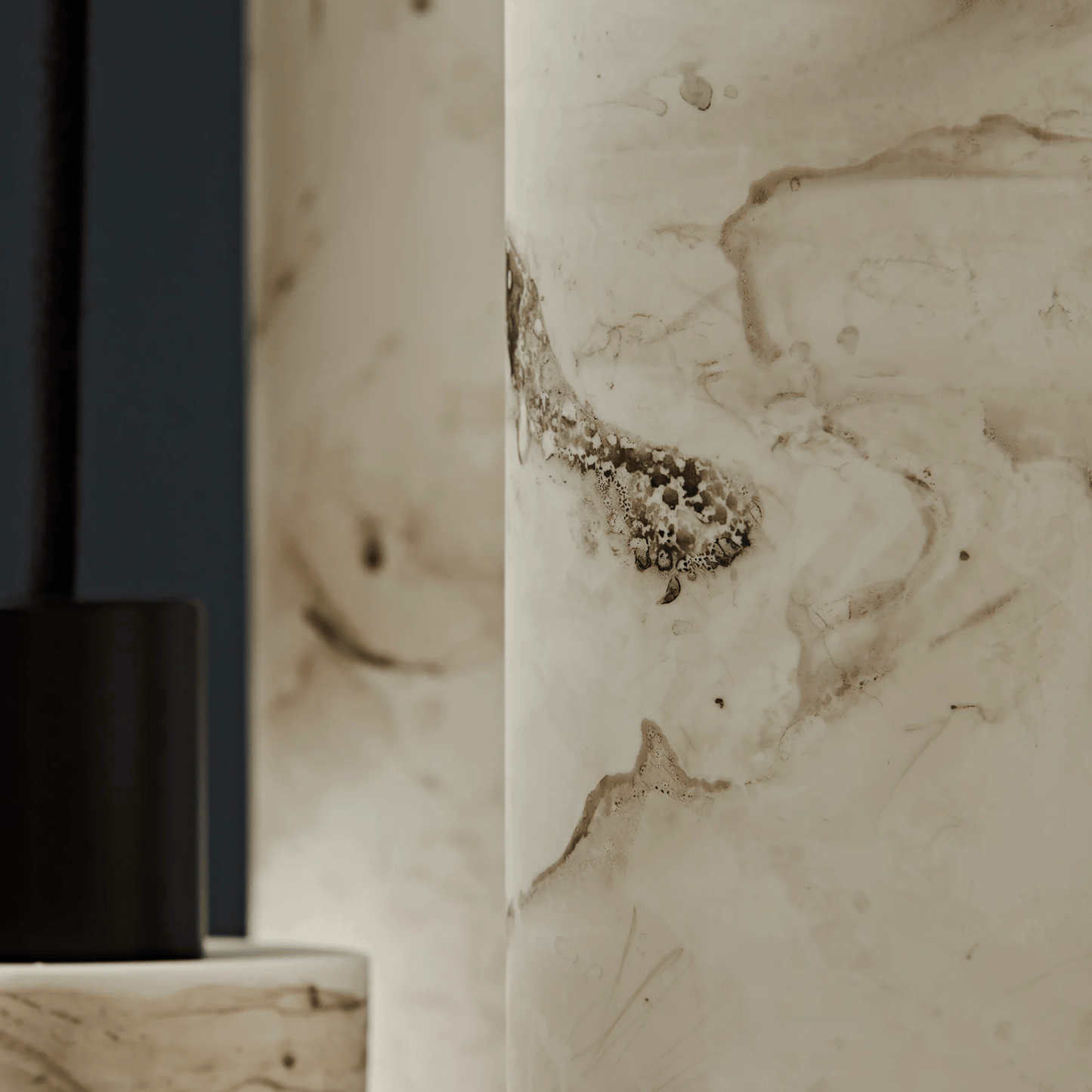 Close-up of a marble surface with veining patterns